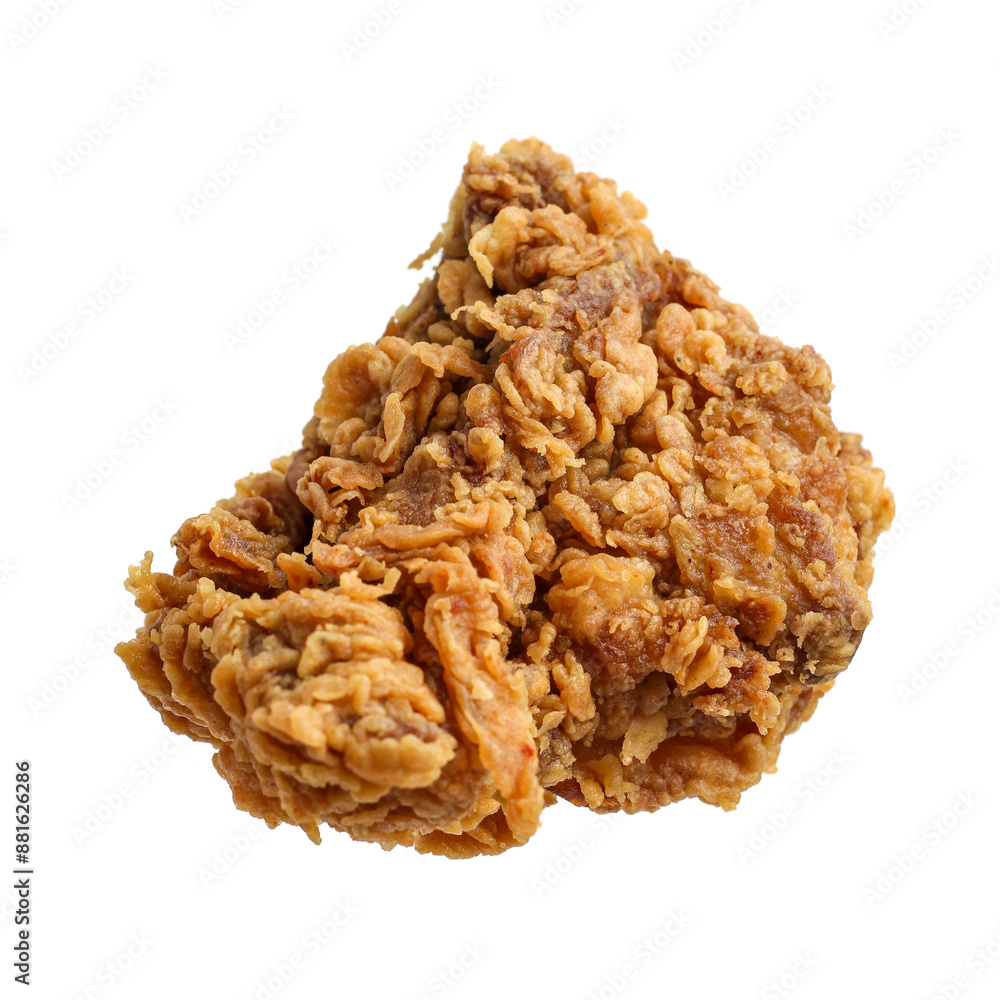 Crispy and crunchy fried chicken isolated on white background. perfect for photo illustration, design element, or any commercial purposes. upper thigh cut. Crispy and crunchy fried chicken isolated on white background. perfect for photo illustration, design element, or any commercial purposes. upper thigh cut.