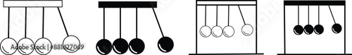 Vector icon set of simple pendulum, object of study of motion and gravitational force study of physics, exact sciences. diagram in physics, Perpetuum mobile logo. isolated on transparent background.