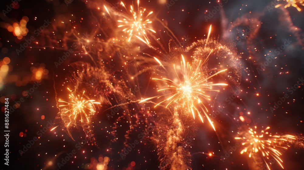 Fototapeta premium Fireworks Display in Night Sky