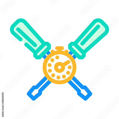 quick assembly product label caution color icon vector. quick assembly product label caution sign. isolated symbol illustration