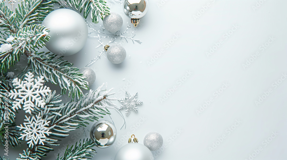 copy space, stockphoto, festive celebrate christmas eve background concept banner of xmas decorate ball and snow flake christmas tree white colour scheme mock up template seasonal design copy space, stockphoto, festive celebrate christmas eve background concept banner of xmas decorate ball and snow flake christmas tree white colour scheme mock up template seasonal design
