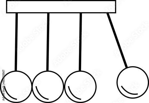 Vector icon of a simple pendulum, object of study of motion and gravitational force, study of physics, exact sciences. diagram in physics, Perpetuum mobile logo. isolated on transparent background.