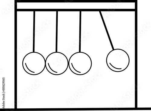 Vector icon of a simple pendulum, object of study of motion and gravitational force, study of physics, exact sciences. diagram in physics, Perpetuum mobile logo. isolated on transparent background.