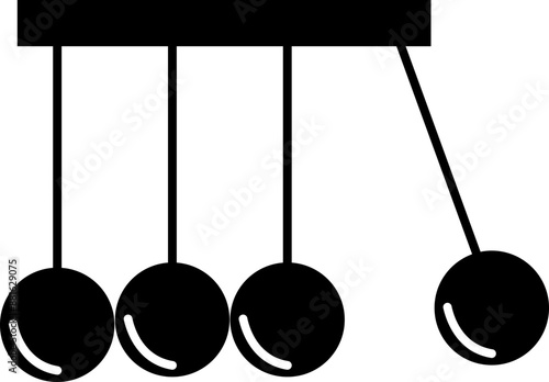 Vector icon of a simple pendulum, object of study of motion and gravitational force, study of physics, exact sciences. diagram in physics, Perpetuum mobile logo. isolated on transparent background.
