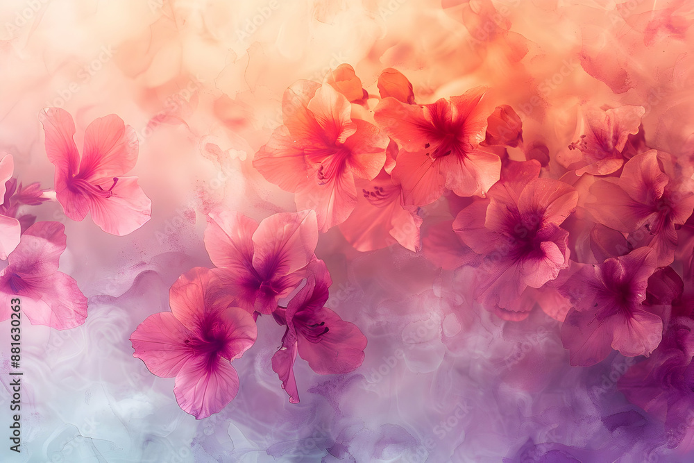 Pink Flowers Watercolor Abstract Background Pink Flowers Watercolor Abstract Background