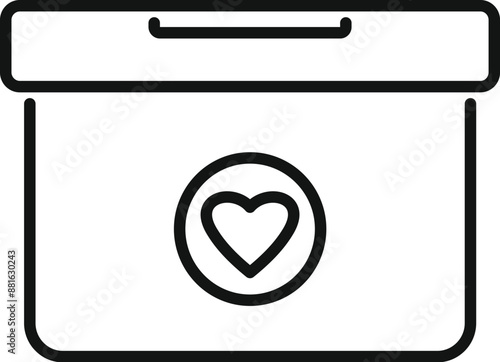Simple line icon of a donation box, symbolizing charitable giving and support for those in need