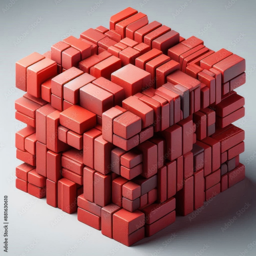 red bricks arrange like a cube red bricks arrange like a cube