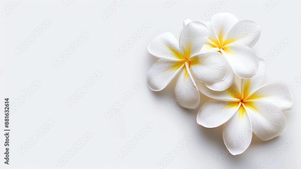 White background with plumeria flower White background with plumeria flower