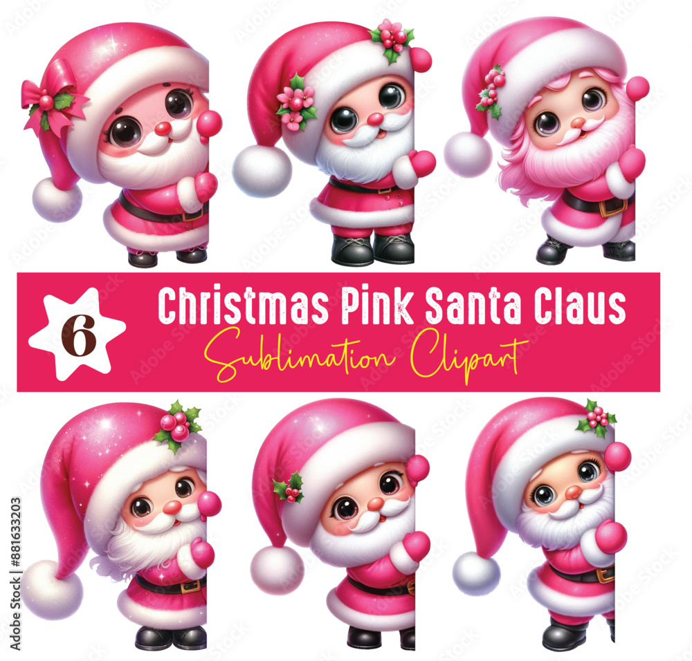 Christmas Pink Santa Claus Peeking Around Corner Clipart Christmas Pink Santa Claus Peeking Around Corner Clipart
