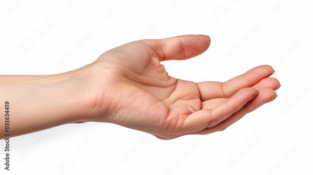 Womans hand holding something isolated on white Womans hand holding something isolated on white