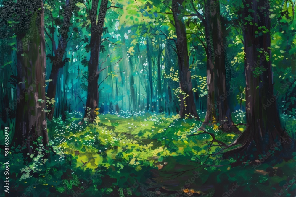 Sunrays in a Lush Forest. Sunrays in a Lush Forest.