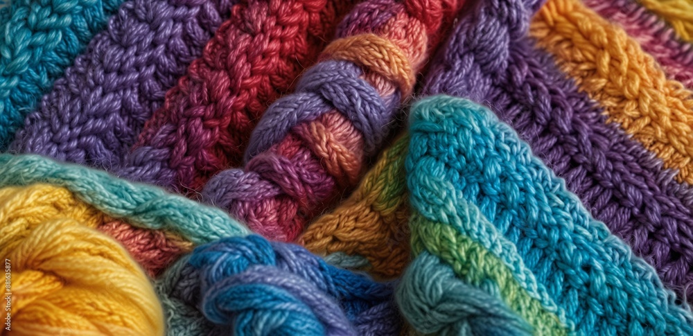 Closeup texture of knit fabric colorful Closeup texture of knit fabric colorful
