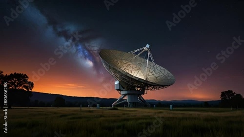 radio telescope at moon light