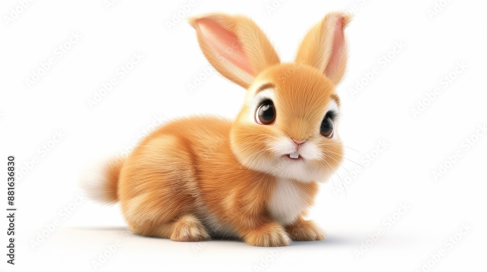 Fototapeta premium 3D vector illustration of a cute baby rabbit, smiling.