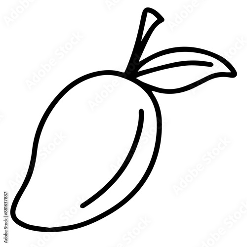 Hand drawn black and white color of  mango design isolated on trantransparent background. Vector illustration. 
