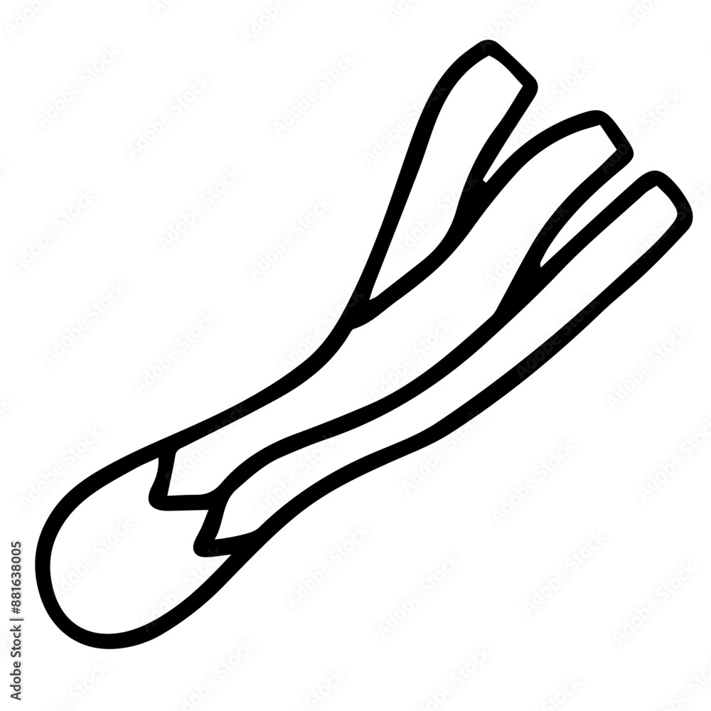 Hand drawn black and white color of green onion -leek design isolated on trantransparent background. Vector illustration.
Hand drawn black and white color of green onion -leek design isolated on trantransparent background. Vector illustration.