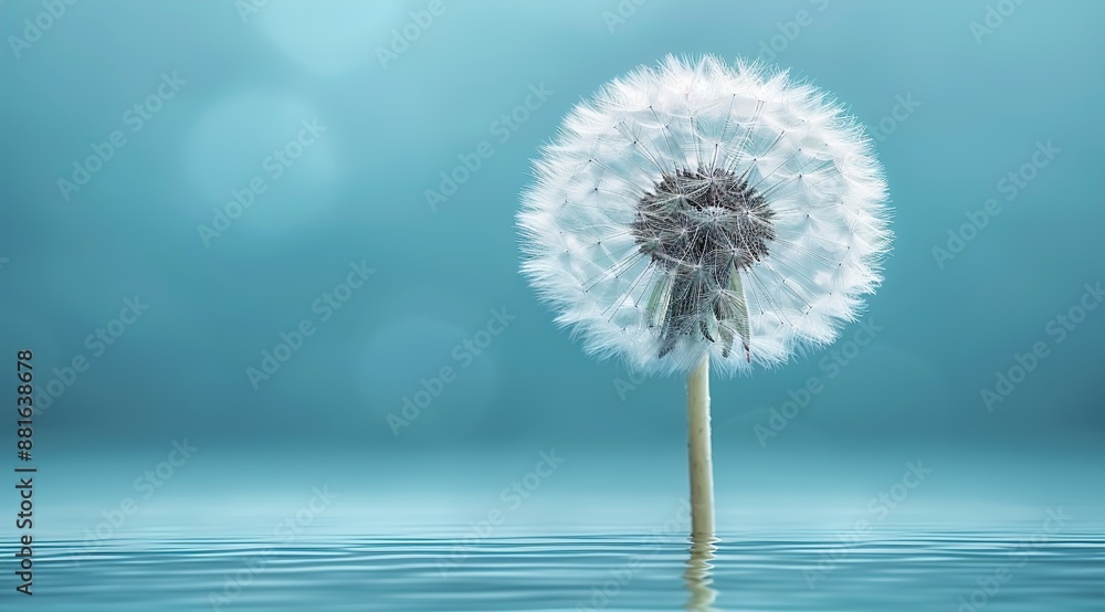 Fototapeta premium dandelion on blue