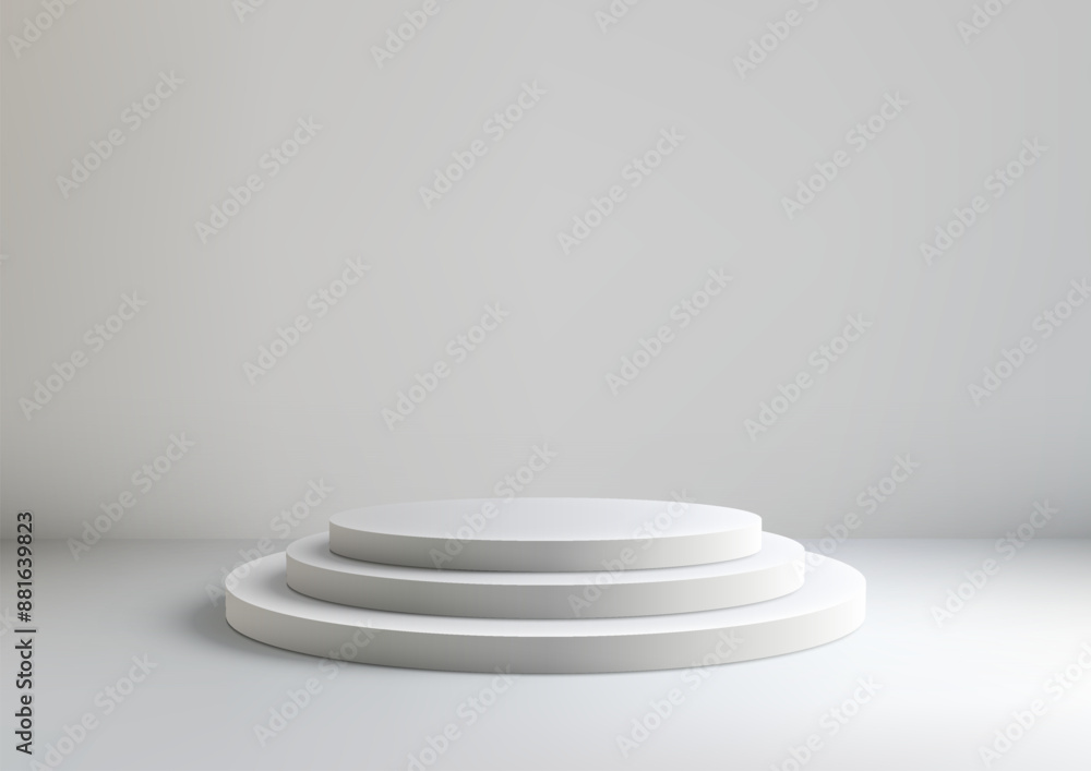 Clean and Sleek 3D White Podium with Three Tiers, Ideal for Modern Product Display, Mockup, Showcase Clean and Sleek 3D White Podium with Three Tiers, Ideal for Modern Product Display, Mockup, Showcase