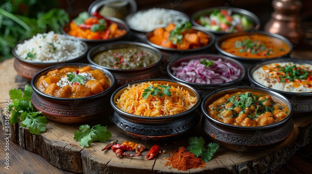 A Delicious Array of Traditional Indian Cuisine Dishes - Generative AI A Delicious Array of Traditional Indian Cuisine Dishes - Generative AI