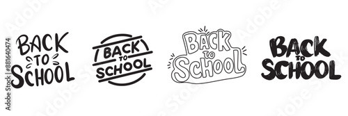 Back to School text lettering. Hand drawn vector art.