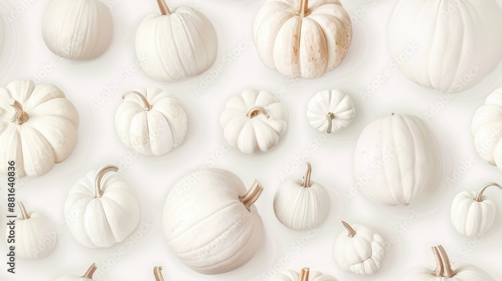 Seamless background featuring a collection of white pumpkins, ideal for a minimalist and elegant autumn theme Seamless background featuring a collection of white pumpkins, ideal for a minimalist and elegant autumn theme