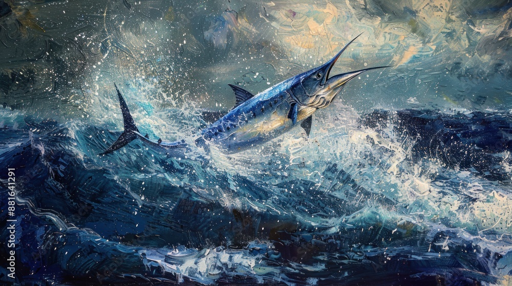 Fototapeta premium Marlin Leaping from the Ocean