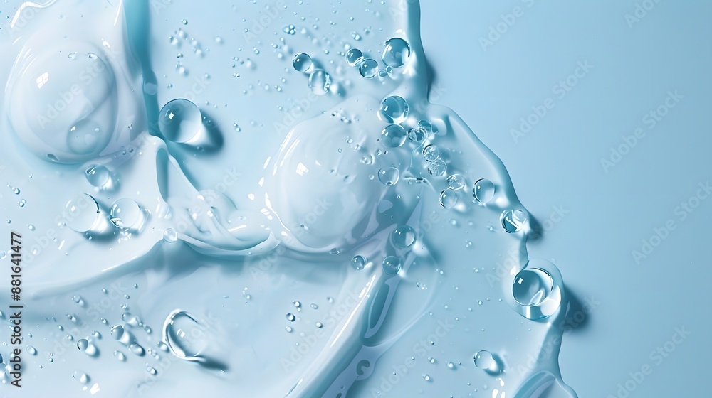High-quality image featuring dollops and smears of translucent cosmetic serum and cream on a serene blue background,perfect for beauty and skincare branding. High-quality image featuring dollops and smears of translucent cosmetic serum and cream on a serene blue background,perfect for beauty and skincare branding.