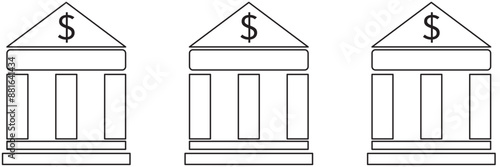 Bank icon set. bank vector icon, museum, university