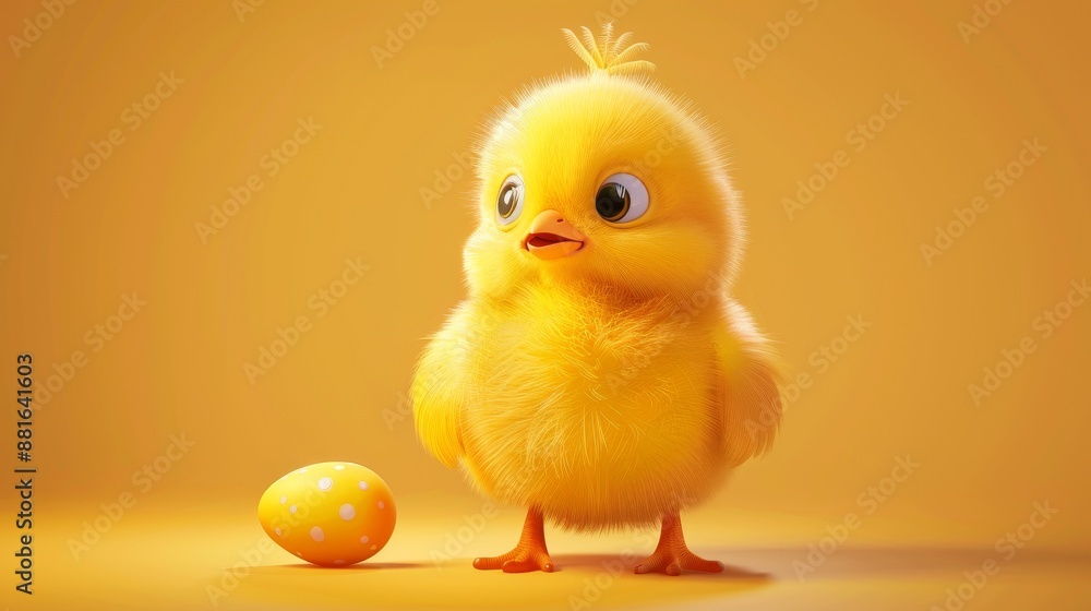 Adorable yellow chick, a baby chicken boy ready for Easter celebrations. This 3D icon is a realistic vector illustration, capturing the charm of this fluffy character. Adorable yellow chick, a baby chicken boy ready for Easter celebrations. This 3D icon is a realistic vector illustration, capturing the charm of this fluffy character.