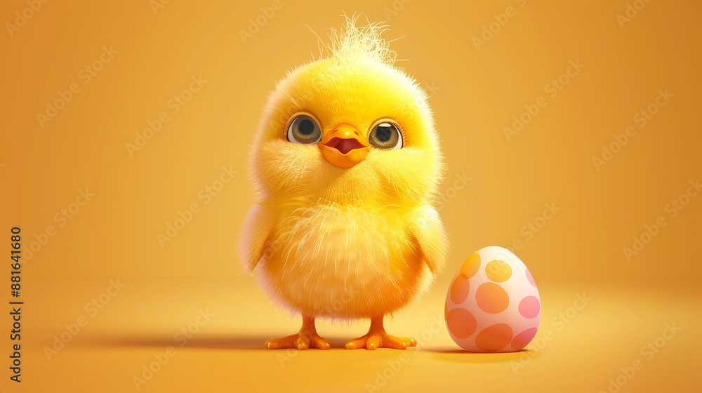 Adorable yellow chick, a baby chicken boy ready for Easter celebrations. This 3D icon is a realistic vector illustration, capturing the charm of this fluffy character. Adorable yellow chick, a baby chicken boy ready for Easter celebrations. This 3D icon is a realistic vector illustration, capturing the charm of this fluffy character.