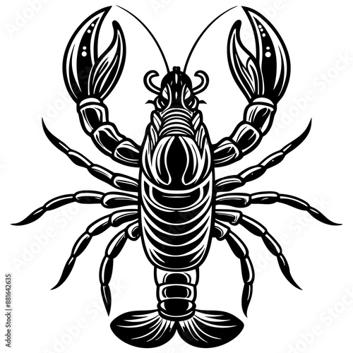 Adorable Lobster Vector Illustration | Cute Cartoon Clipart & Line Art Design photo