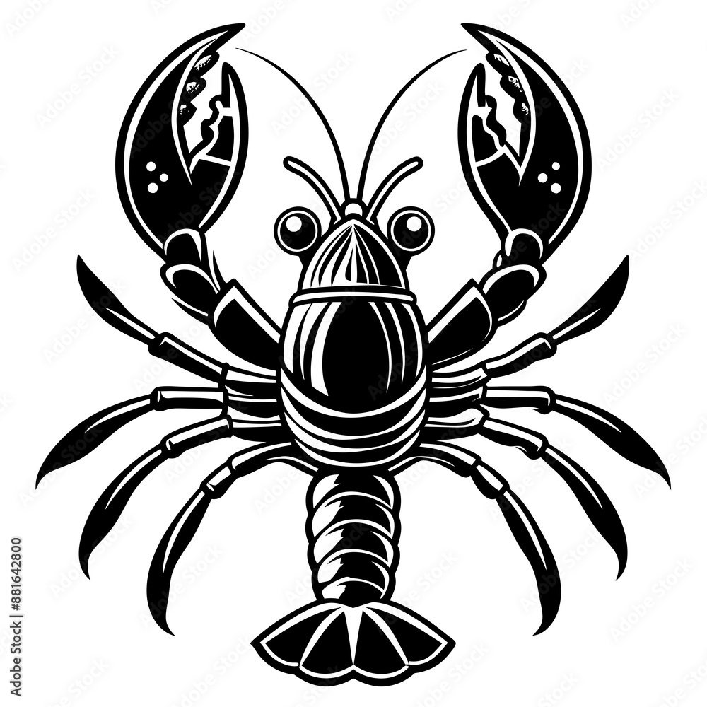 Obraz premium Adorable Lobster Vector Illustration | Cute Cartoon Clipart & Line Art Design