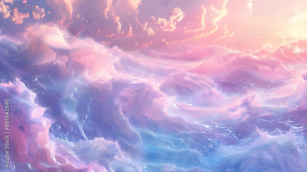 Abstract Illustration of Pink and Blue Ocean Waves Abstract Illustration of Pink and Blue Ocean Waves