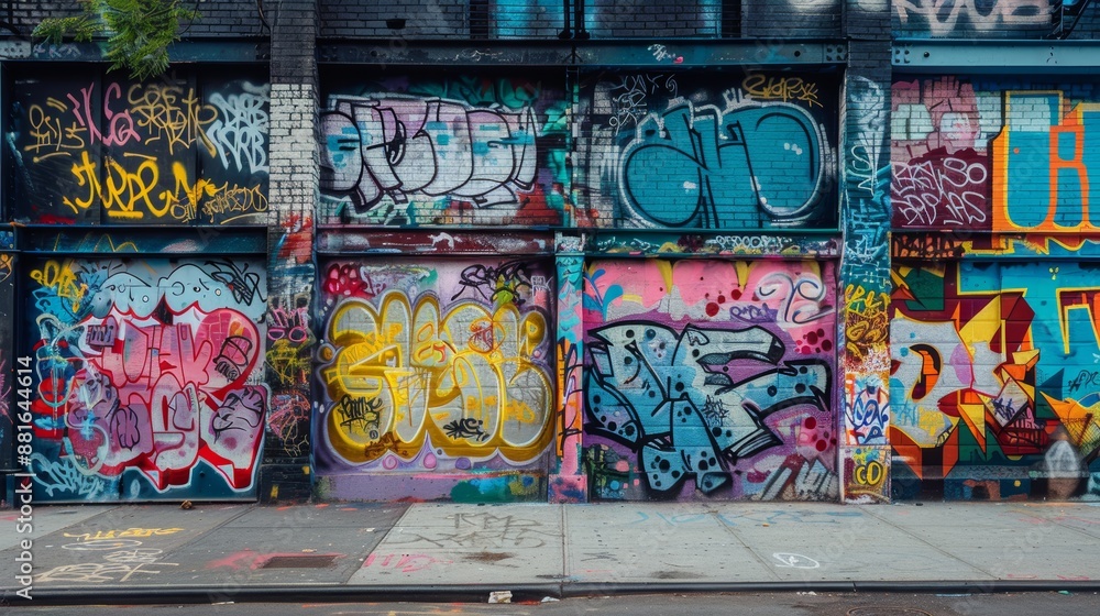Brooklyn graffiti wall early morning street art. urban life. Brooklyn graffiti wall early morning street art. urban life.