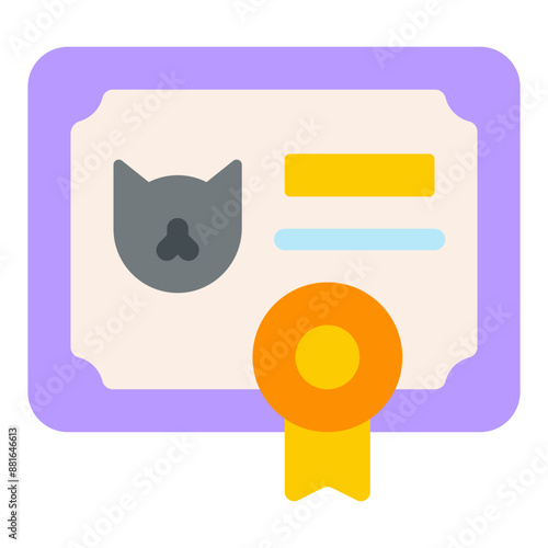 Vector Icon License, Pet, Cat, Document, Animals