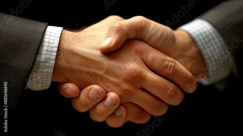 A close-up shot of two hands shaking, symbolizing agreement, partnership, and trust in a business context.