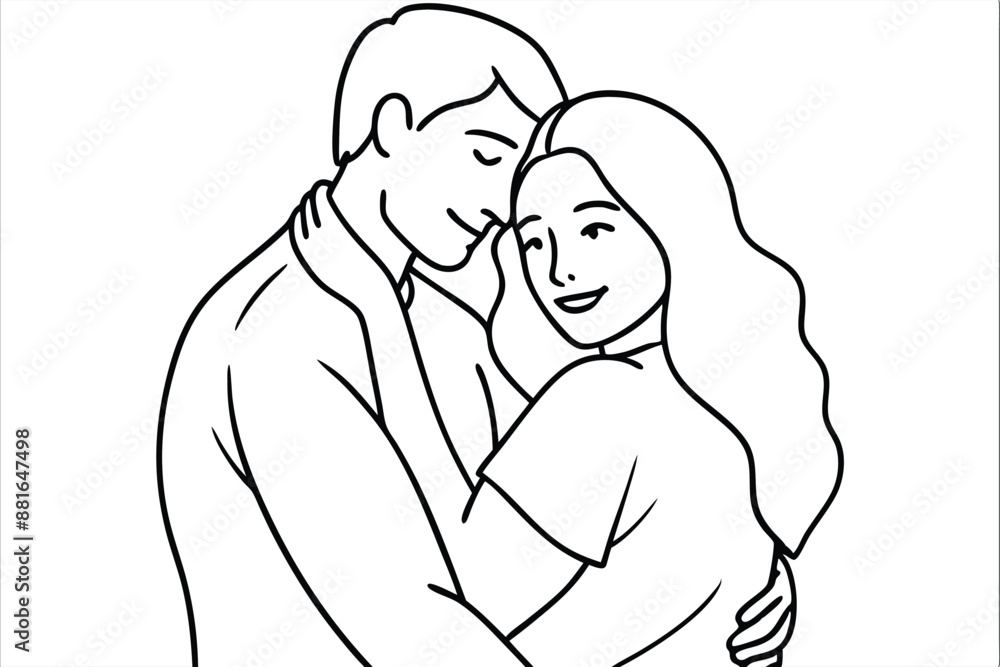 Couple Hugging Line Art Heartfelt Connection Drawing Couple Hugging Line Art Heartfelt Connection Drawing