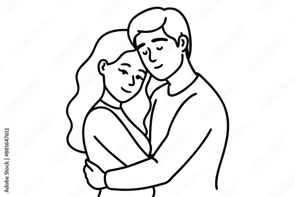 Couple Hugging Line Art Heartwarming Hug Drawing Couple Hugging Line Art Heartwarming Hug Drawing