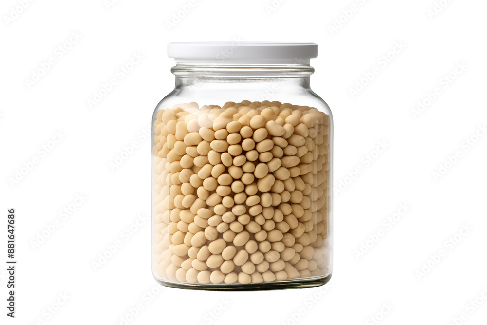 Whispers of White: A Jar Overflowing With Ivory Beans on White or PNG Transparent Background. Whispers of White: A Jar Overflowing With Ivory Beans on White or PNG Transparent Background.