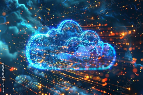 Wallpaper Mural An abstract piece of digital art that conceptualizes cloud computing security and is perfect as a best-selling wallpaper or tech backdrop Torontodigital.ca