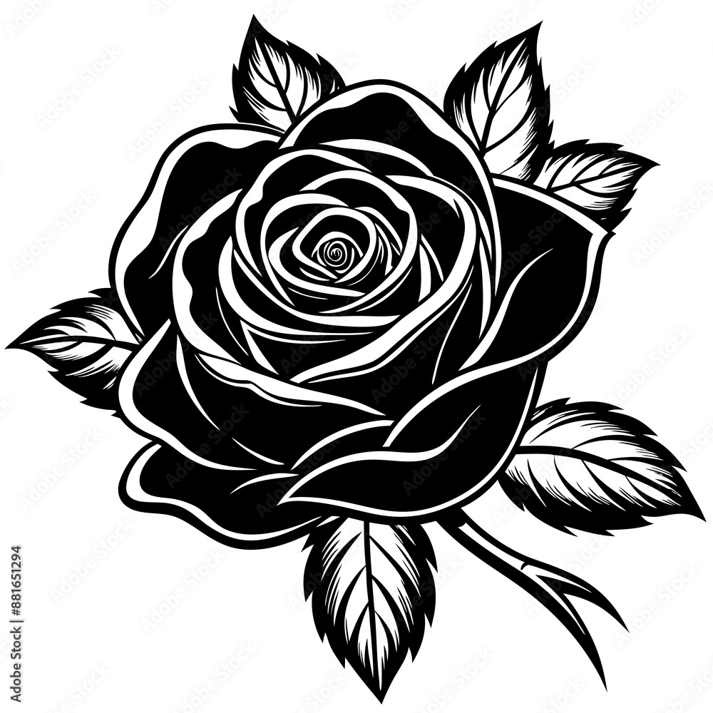 Rose Flower silhouette Vector Illustration Rose Flower silhouette Vector Illustration
