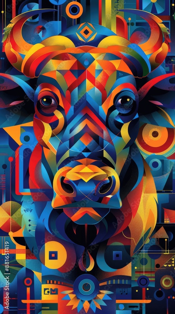 Colorful mosaic art of an animal with abstract design. Colorful mosaic art of an animal with abstract design.