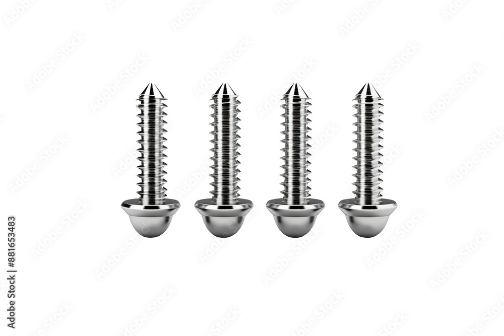 The Towering Trio: Three Screws in Perfect Balance on White or PNG Transparent Background. The Towering Trio: Three Screws in Perfect Balance on White or PNG Transparent Background.
