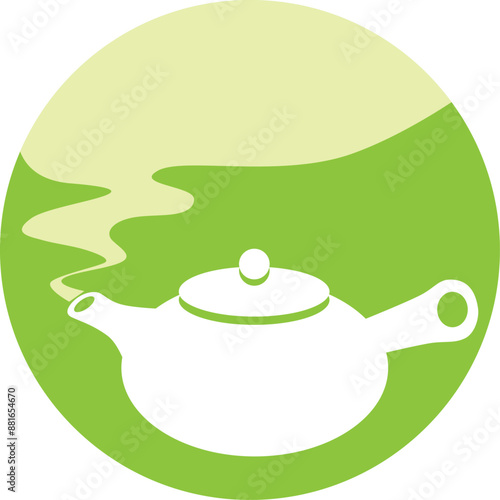 湯気が出るお茶の急須のベクターロゴイラスト