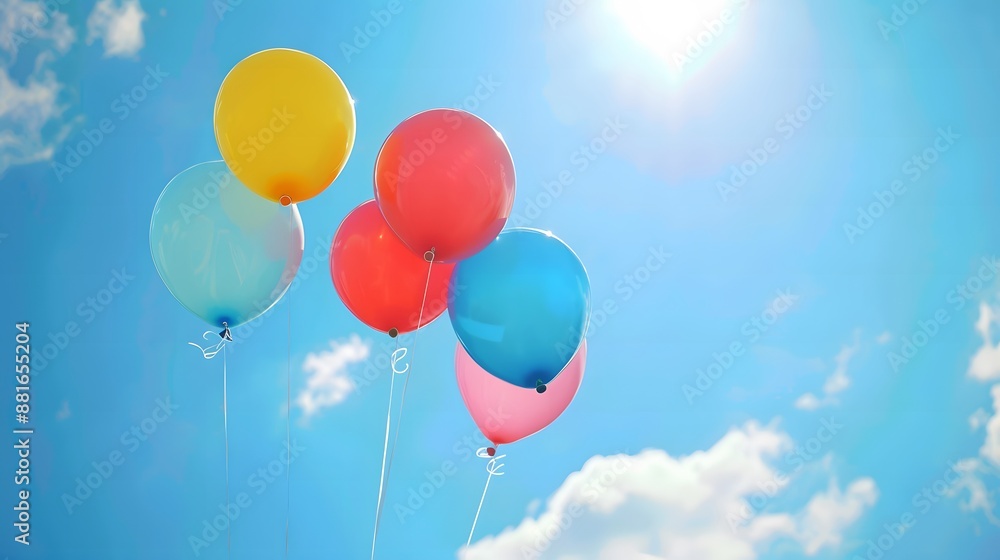 青空に浮かぶカラフルな風船