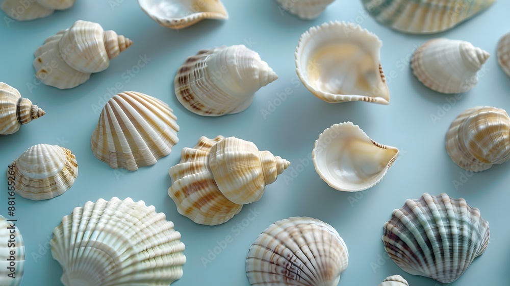 ランダムに並べられた貝殻