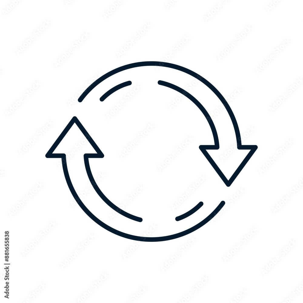 Arrow in a circle. Refresh concept. Vector linear icon isolated on white background. Arrow in a circle. Refresh concept. Vector linear icon isolated on white background.