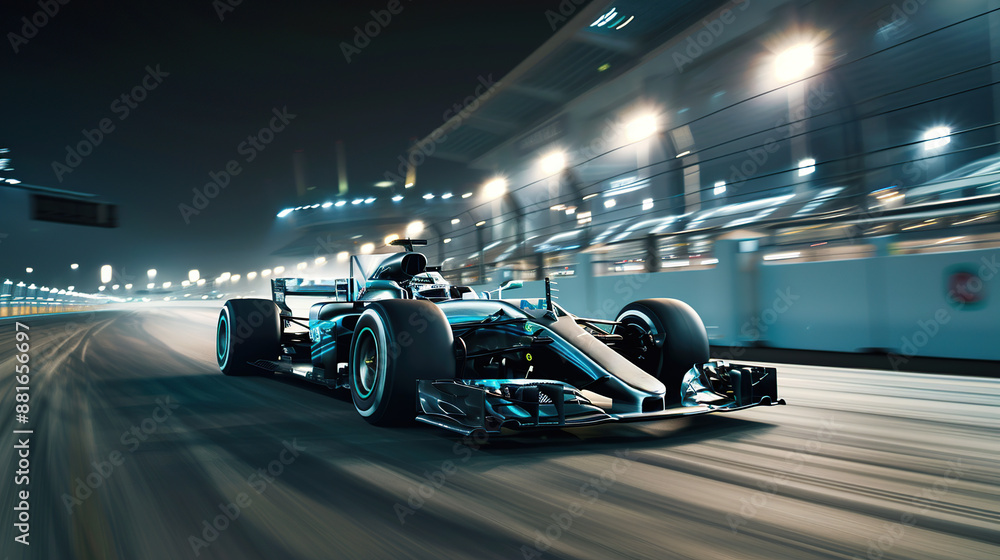 Obraz premium Racing F1 cars at high speed in the lane of the velodrome