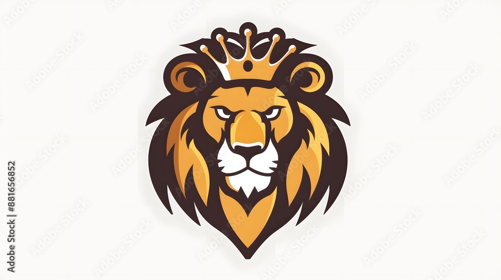 Fototapeta premium lion head with crown logo
