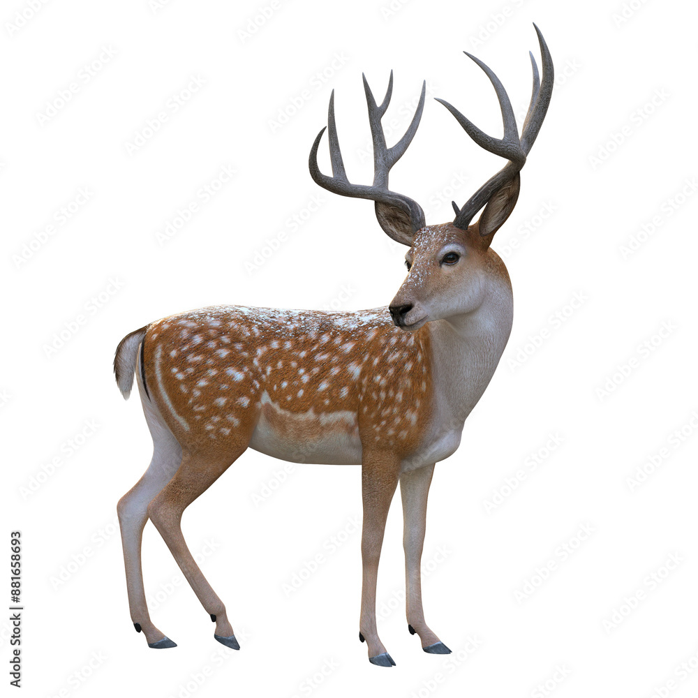 Obraz premium 3d render deer with antlers